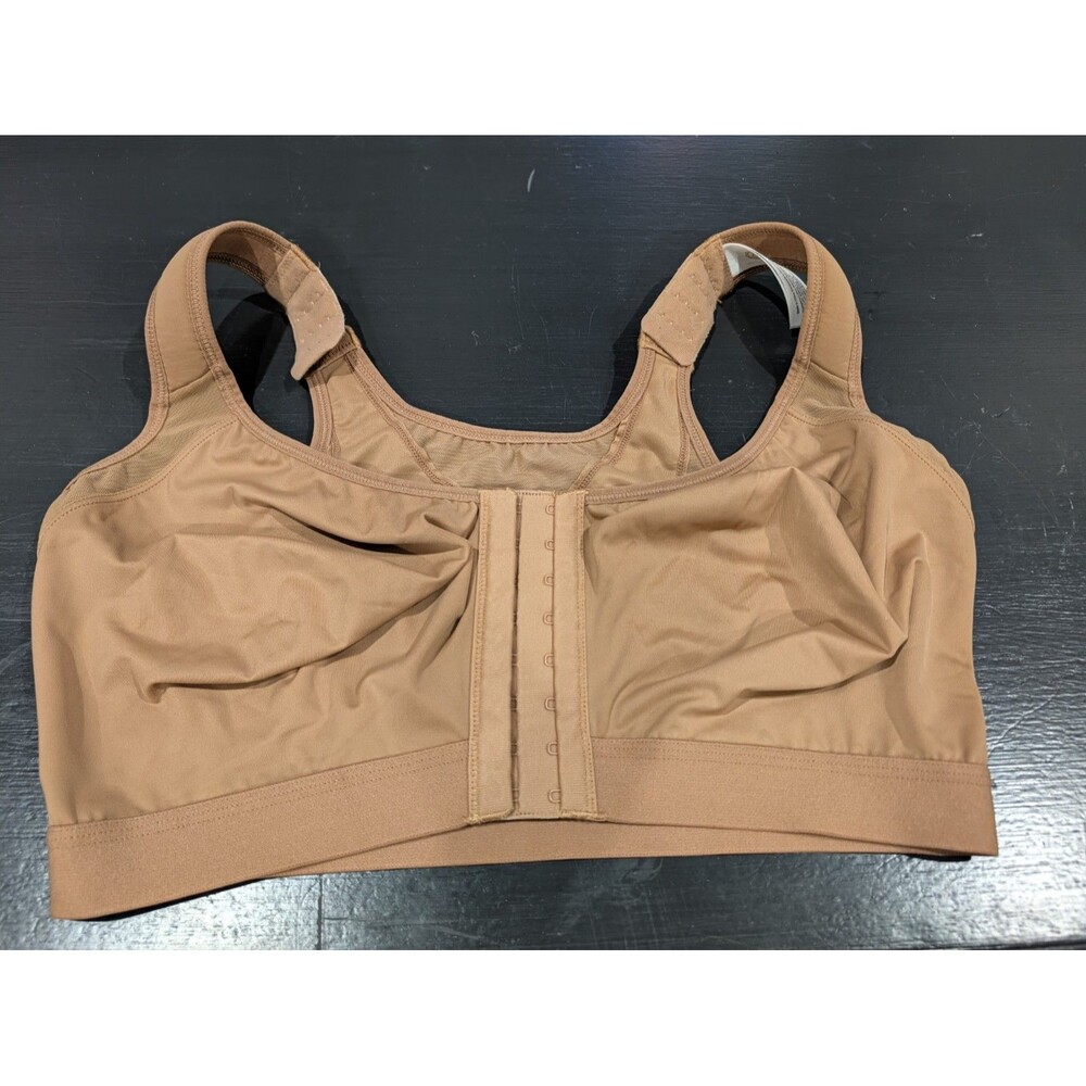 Delimira Firm Support Sports Bra 36G Full Coverage Front Close Nude Back Smooth
